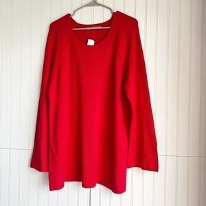 Ann Taylor LOFT Plus Size 24/26 Red Slit Sleeves Sweater Top NEW!